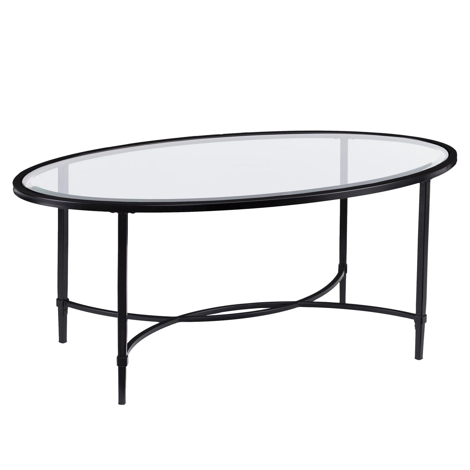 Southern Enterprises Quibilah Metal/Glass Oval Coffee Table - Image 9