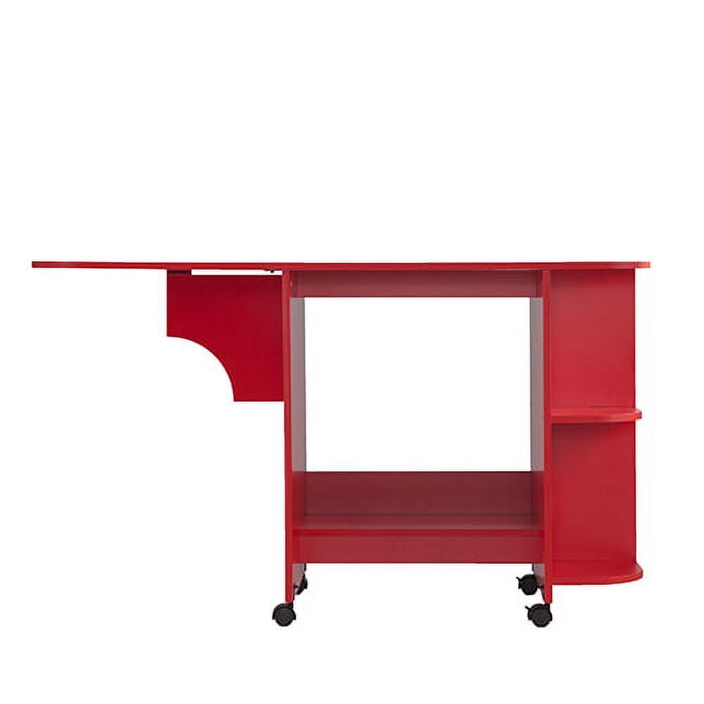 Southern Enterprises Expandable Rolling Sewing Table/Craft Station, Universal Style, Farmhouse Red - Image 5