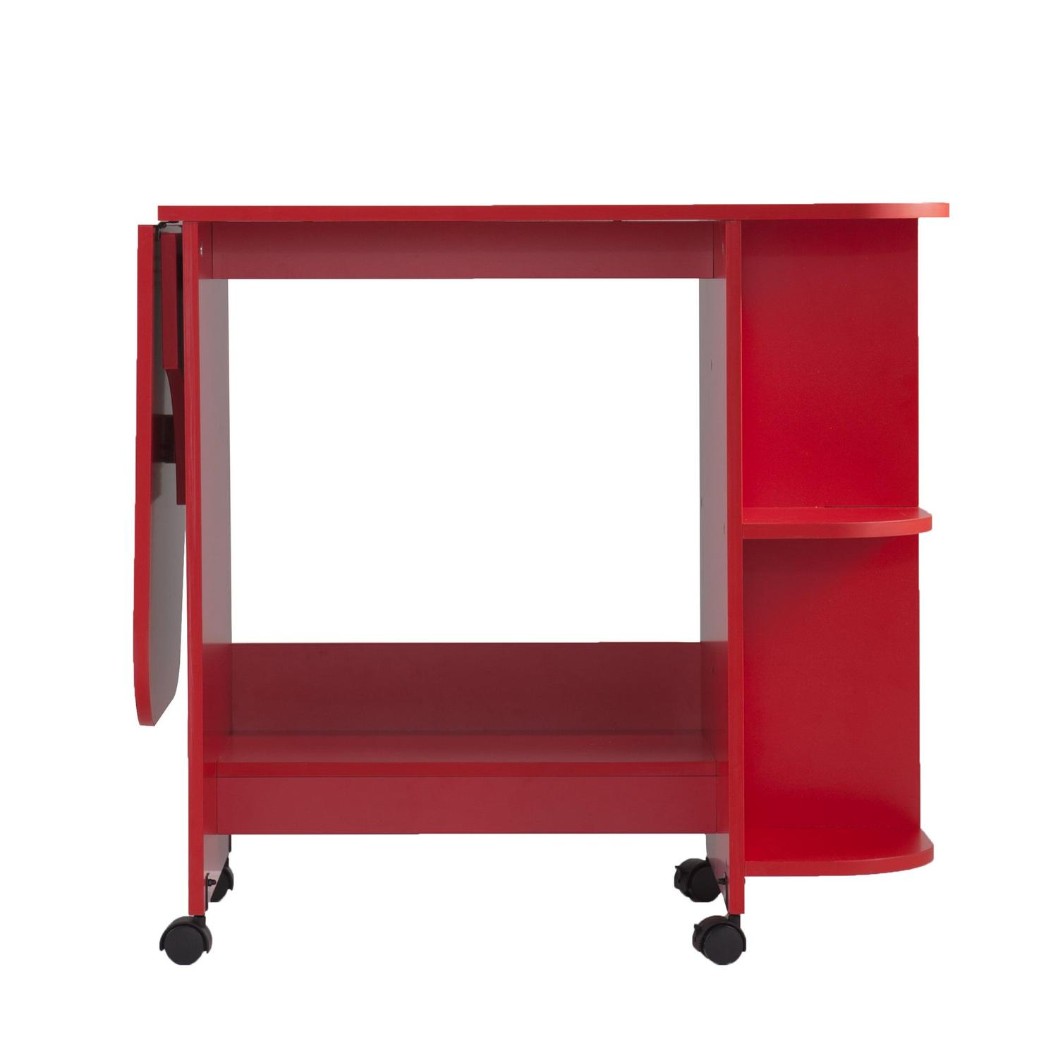 Southern Enterprises Expandable Rolling Sewing Table/Craft Station, Universal Style, Farmhouse Red - Image 26