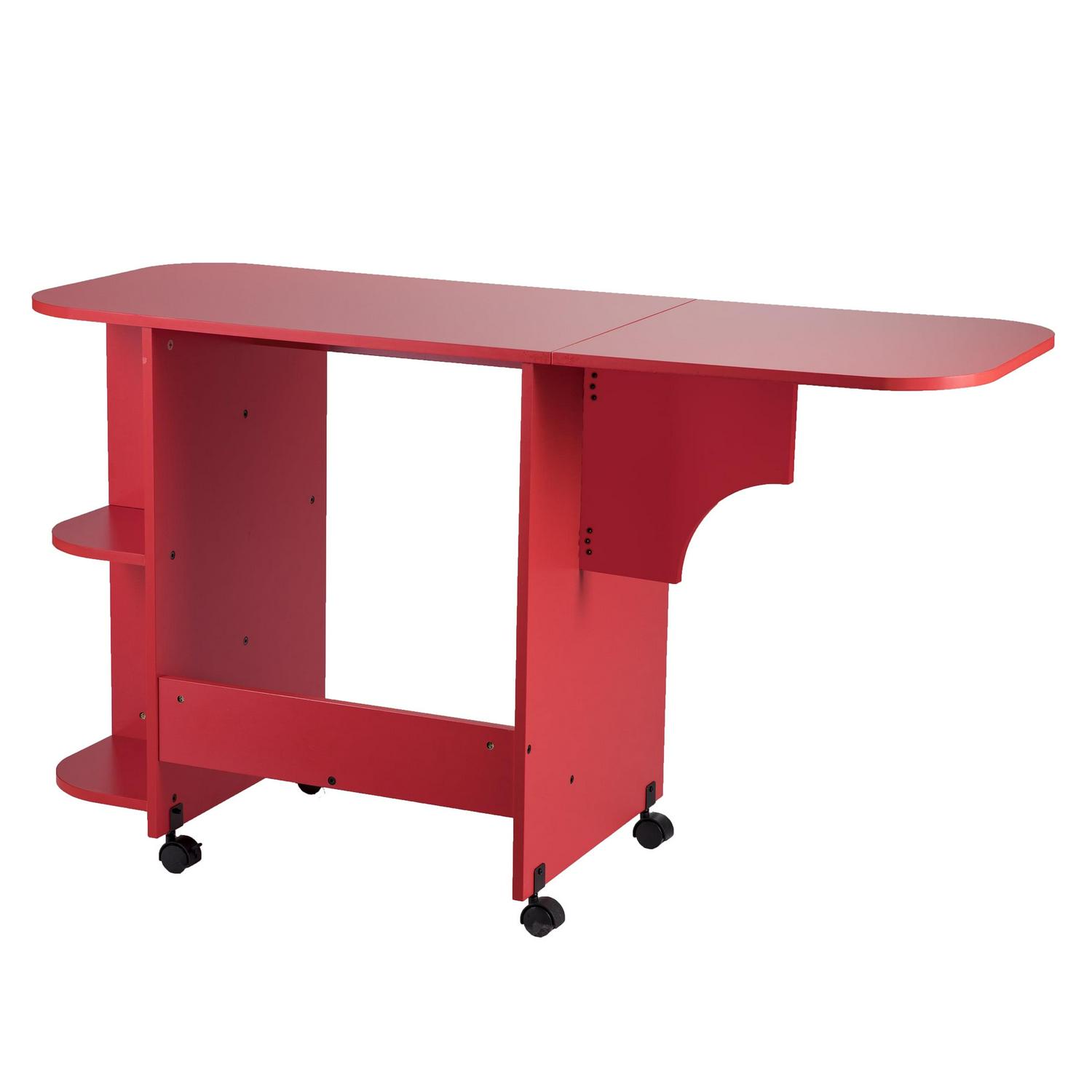Southern Enterprises Expandable Rolling Sewing Table/Craft Station, Universal Style, Farmhouse Red - Image 21