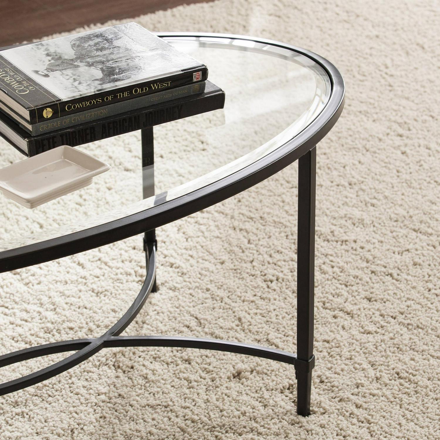 Southern Enterprises Quibilah Metal/Glass Oval Coffee Table - Image 2