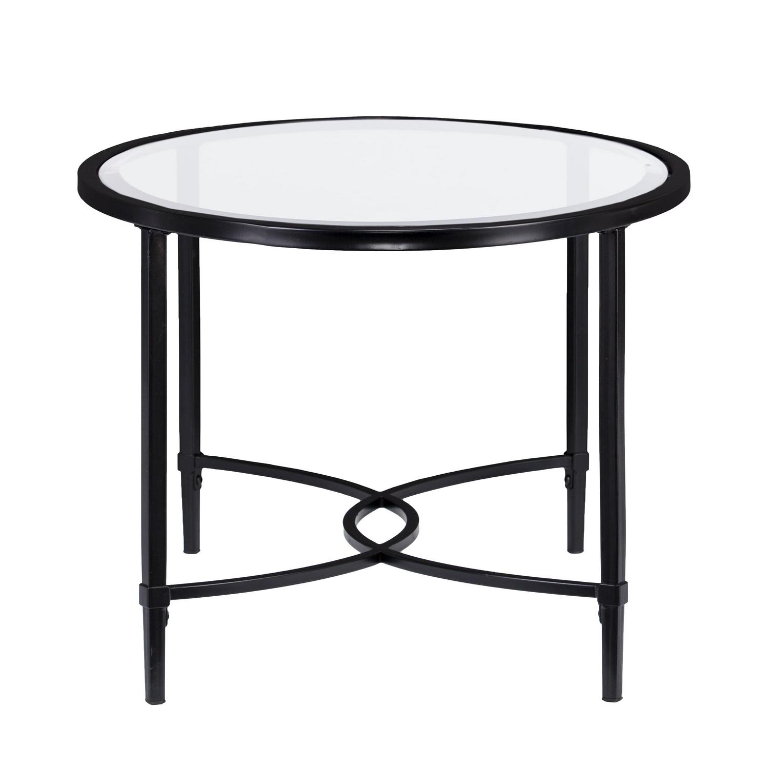 Southern Enterprises Quibilah Metal/Glass Oval Coffee Table - Image 11