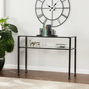 Southern Enterprises Metal Sofa Table, Distressed Black