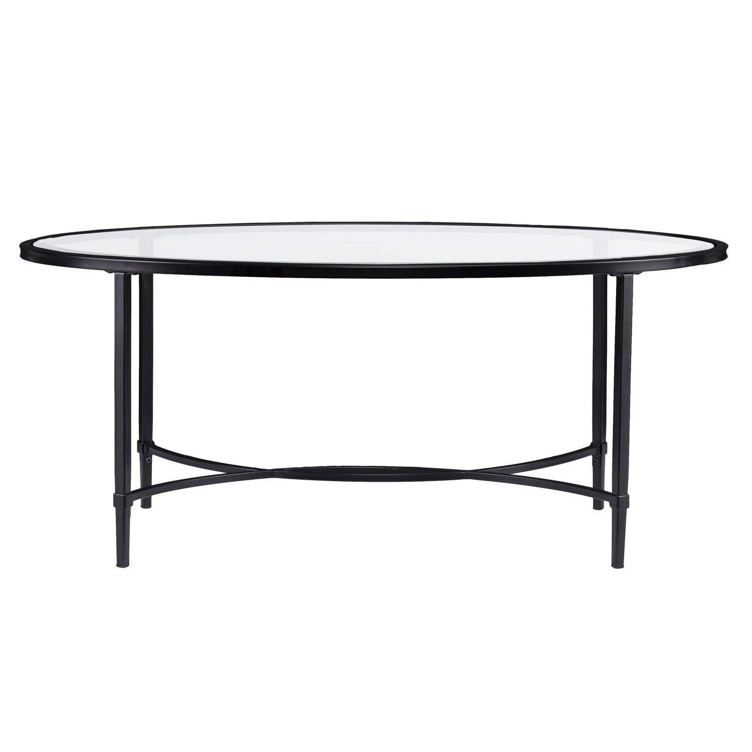Southern Enterprises Quibilah Metal/Glass Oval Coffee Table - Image 13