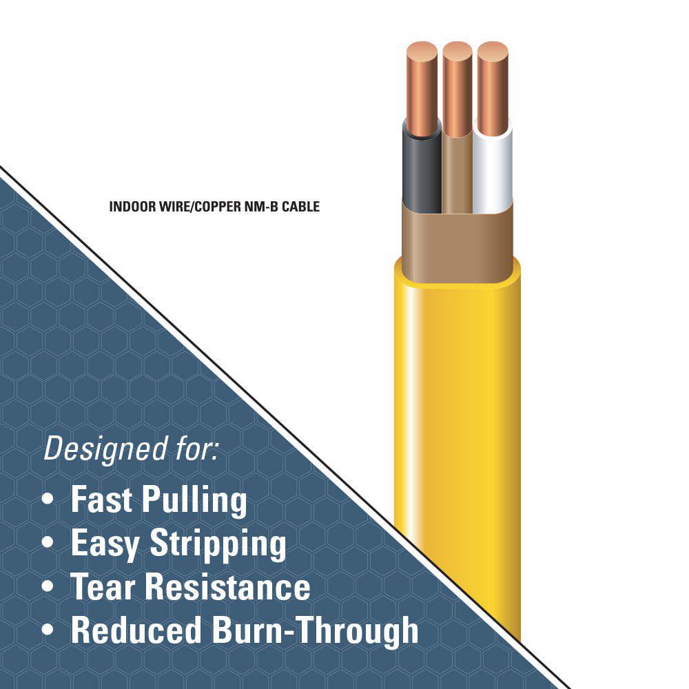 Southwire 28828228 12/2 100' Yellow with Ground Romex Brand SIMpull Residential Indoor Electricial Wire Type NM-B - Image 2