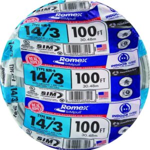 Southwire Romex 100' 14/3 with Ground Residential Indoor Electrical Wire type NM-B White, 7.72lbs