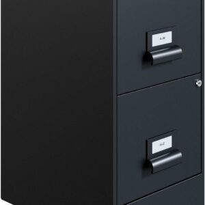 Space Solutions 18" Deep 2 Drawer Premier Letter Width Vertical File Cabinet, Locking, Black