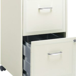 Space Solutions 18" Deep 2 Drawer Mobile Letter Width Vertical File Cabinet, White