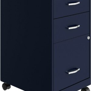 Space Solutions 18" Deep 3 Drawer Mobile Letter Width Vertical File Cabinet, Navy