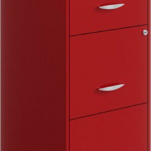 Space Solutions 18" Deep 3 Drawer Smart Letter Width Vertical File Cabinet, Red