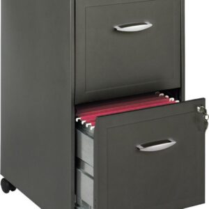 Space Solutions 18" Deep 2 Drawer Mobile Letter Width Vertical File Cabinet, Charcoal