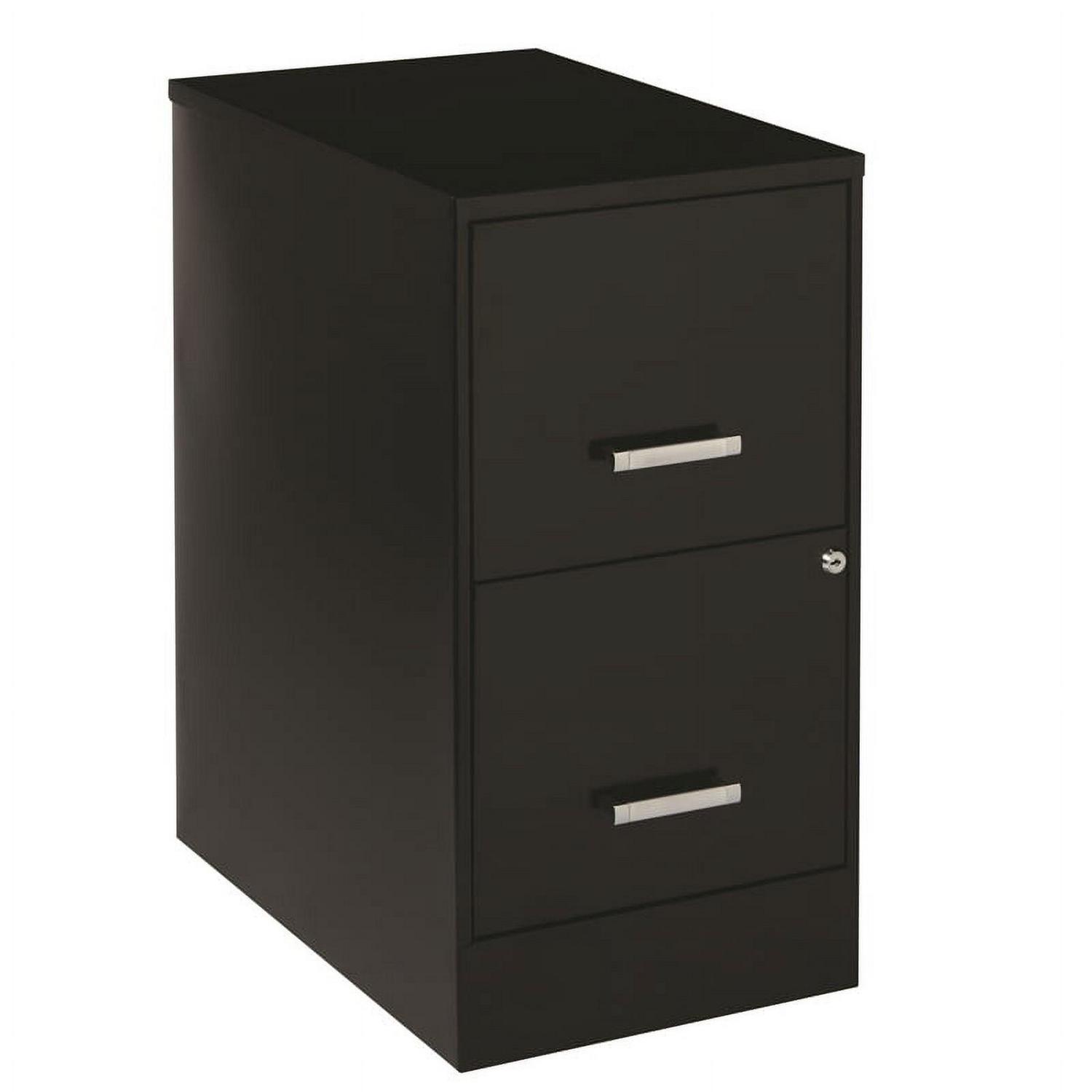 Space Solutions 22" Deep 2 Drawer Metal File Cabinet in Black