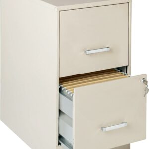 Space Solutions 22" Deep 2 Drawer Mobile Smart Letter Width Vertical File Cabinet, Stone
