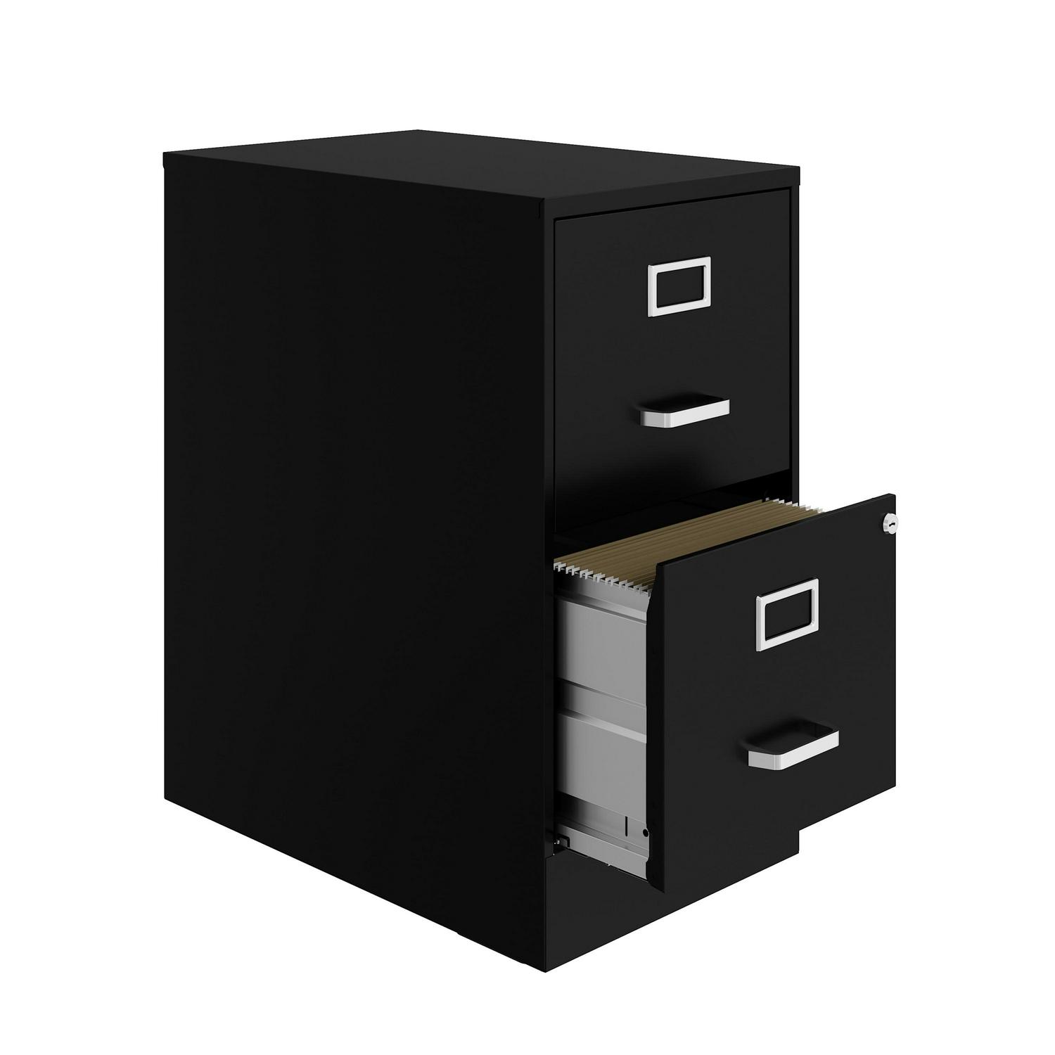 Hirsh 22" Deep 2 Drawer Metal File Cabinet with Ball Bearing Slides in Black - Image 2