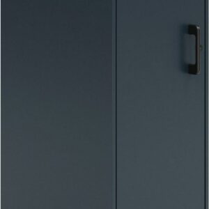 Space Solutions 42.5 inch High 3 Shelf Storage Locker Cabinet, Welded Metal, Fully Assembled, Vented Door, 3 inch Riser Legs, Black