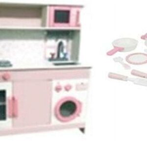 Spark. Create. Imagine. Deluxe Wooden Play Kitchen with Accessory Play Set- Pink