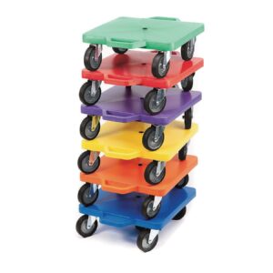 Spectrum 16" All Surface Scooter. 4" Rubberized Wheels for Smooth Cruising Indoors or Out. 16" Square Base with Handles to Protect Hands. Set of 6 Different Colored Scooters.