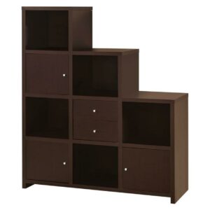 Spencer Bookcase with Cube Storage Compartments Cappuccino
