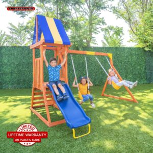 Sportspower My 1st Wood Swing Set with 2 Swings, Rock Climber & 6' Slide