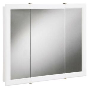 Design House 30" Wood Wall Mounted Mirrored Tri-View Bathroom Medicine Cabinet, White
