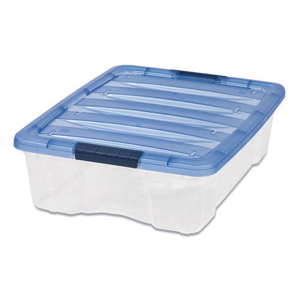 Stack And Pull Latching Flat Lid Storage Box, 6.73 Gal, 16.5" X 22" X 6.5", Clear/translucent Blue | Bundle of 5 - Image 2