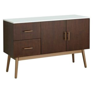 TMS Colfax Mid-Century Modern Sideboard, Walnut Brown/White