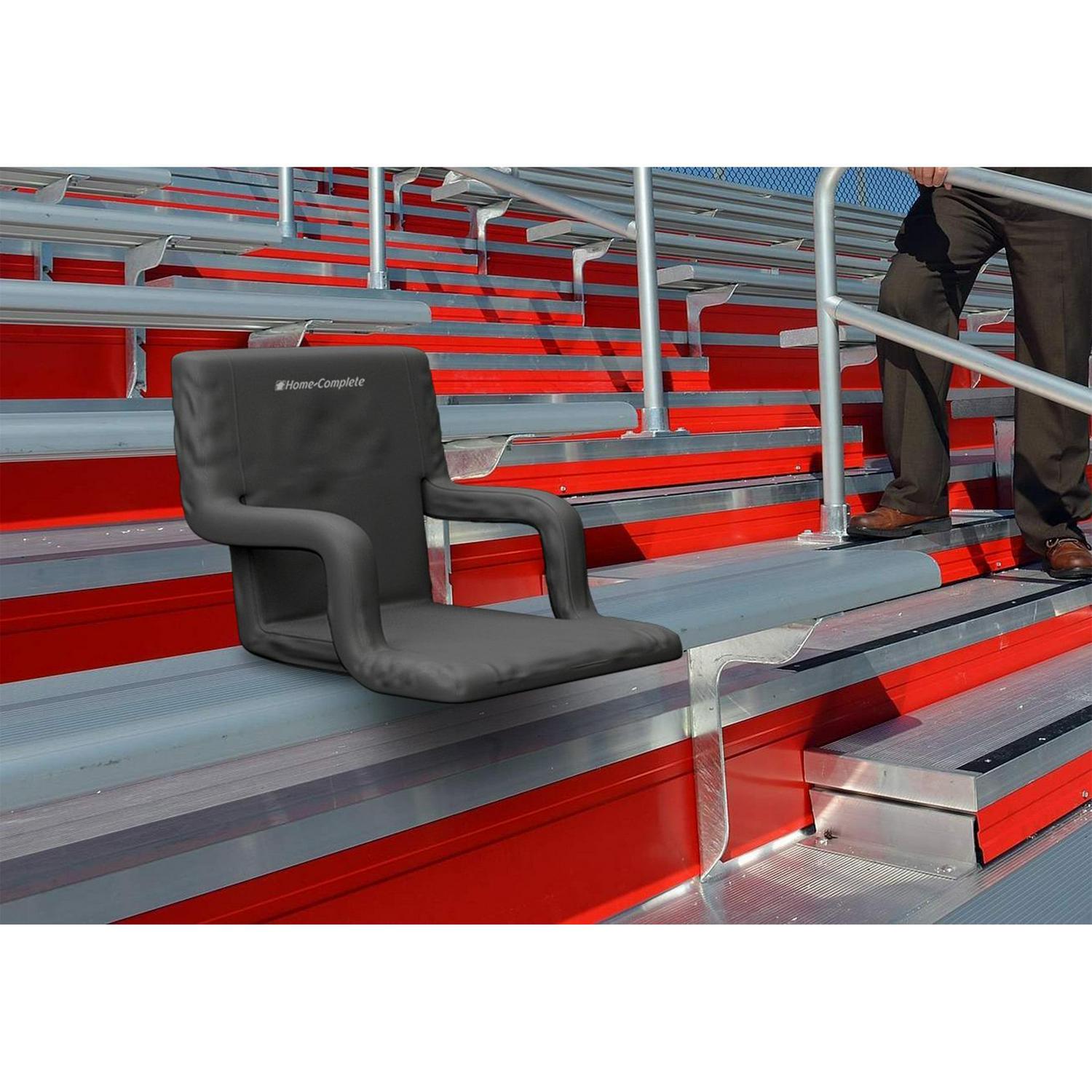 Home-Complete Stadium Seat 2-Pack with Padded Back Support (Black) - Image 2