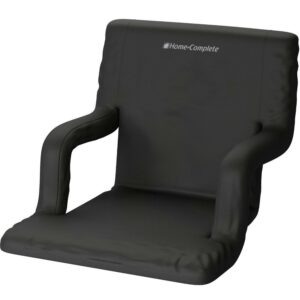 Home-Complete Reclining Bleacher Seat Cushion with Armrests (Black)