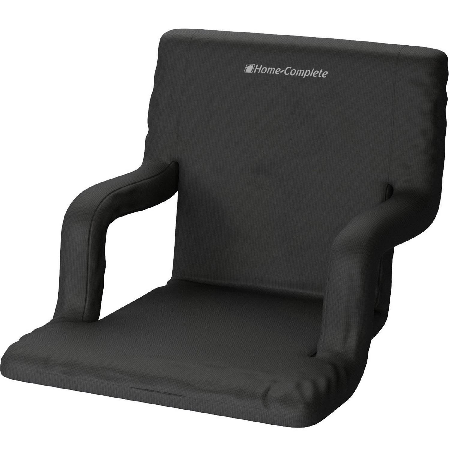 Home-Complete Reclining Bleacher Seat Cushion with Armrests (Black)