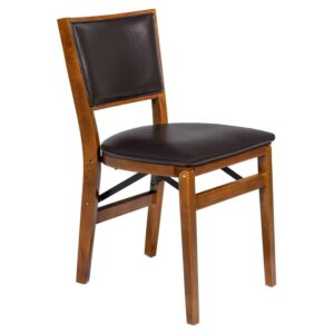 Stakmore Bonded Leather Retro Upholstered Back Folding Chair - Brown (2-Pack)