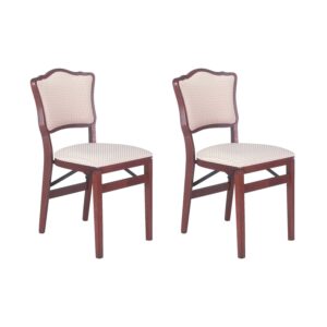 Stakmore French Fabric Upholstered Seat Folding Chair Set, Cherry (2 Pack)