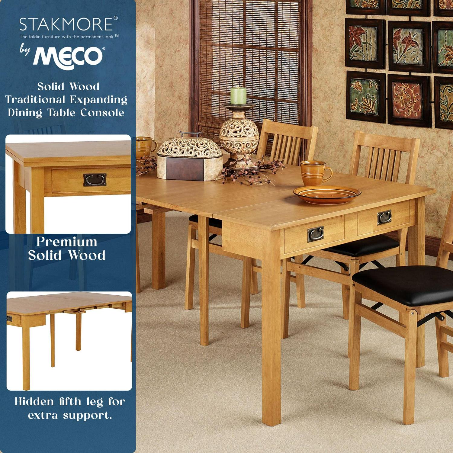Stakmore Hardwood Traditional Expanding Table W/ 3 Adjustable Positions - Image 2
