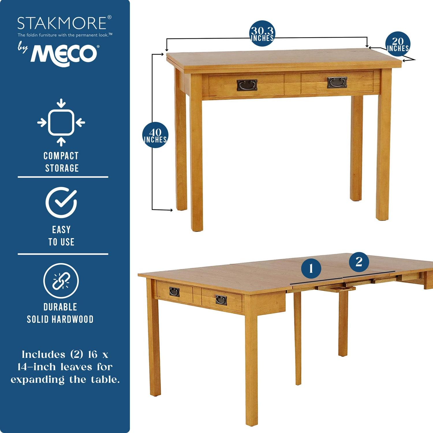 Stakmore Hardwood Traditional Expanding Table W/ 3 Adjustable Positions - Image 3