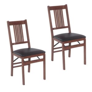 Stakmore True Mission Folding Chair, Fruitwood with Black Vinyl Seat (2-Pack)