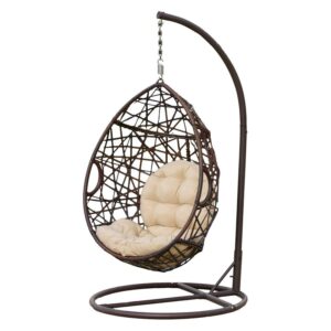 Stamford Wicker Tear Drop Hanging Basket Chair with Stand