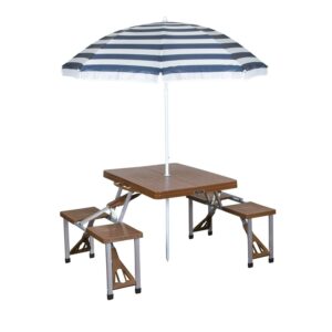 Stansport Picnic Table and Umbrella Combo - 615-45 Brown