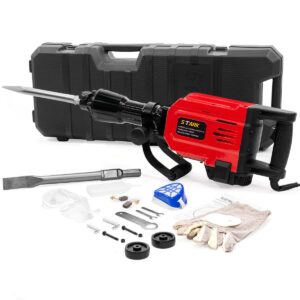 XtremepowerUS Demolition Jack Hammer Heavy Duty, 2800W Electric Jackhammer 1800BPM Power Drill Concrete Breaker Bar Point & Chisel Bits Chisel Set