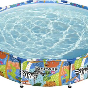 Bestway Steel Pro 10 ft. x 26 in. Round Metal Frame Above Ground Pool, Animal Print