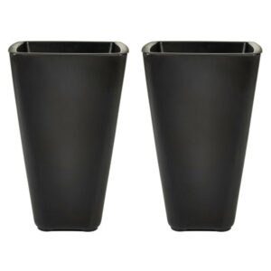 Step2 Bridgeview 26" Tall 2pk Black Square Indoor Outdoor Plastic Planter