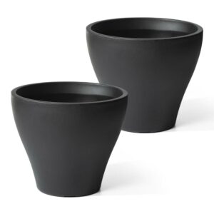 Step2 Fernway 20" Tall 2 Pack Round Onyx Black Indoor Outdoor Plastic Planter