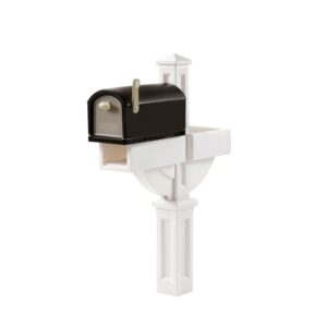 Step2 Hudson 58" All-in-One Plastic Mailbox and Over Post Kit with Planter in White