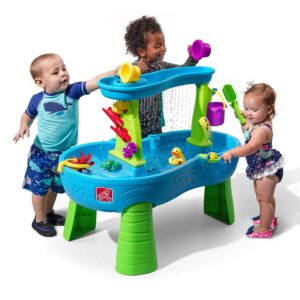 Step2 Rain Showers Splash Pond Blue Plastic Water Table for Toddlers with Waterfall Tray
