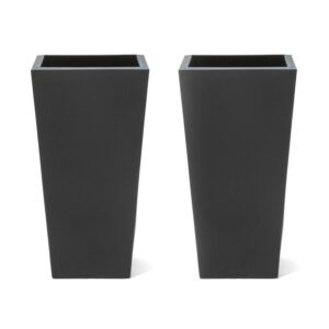 Step2 Tremont 2pk Plastic Black Square Planter 15" W x 15" D x 28" H