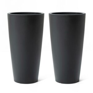 Step2 Tremont 2pk Plastic Black Round Planter 15" W x 15" D x 28" H