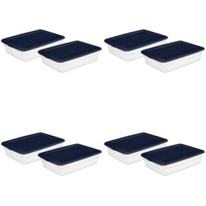 Sterilite 28 Qt. Storage Box Plastic, Blue Cove, Set of 8