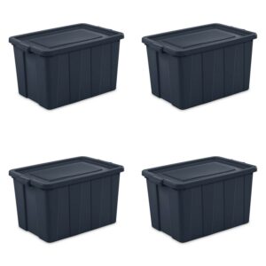 Sterilite Plastic 30 Gallon Tuff1 Tote Dark Indigo Set of 4