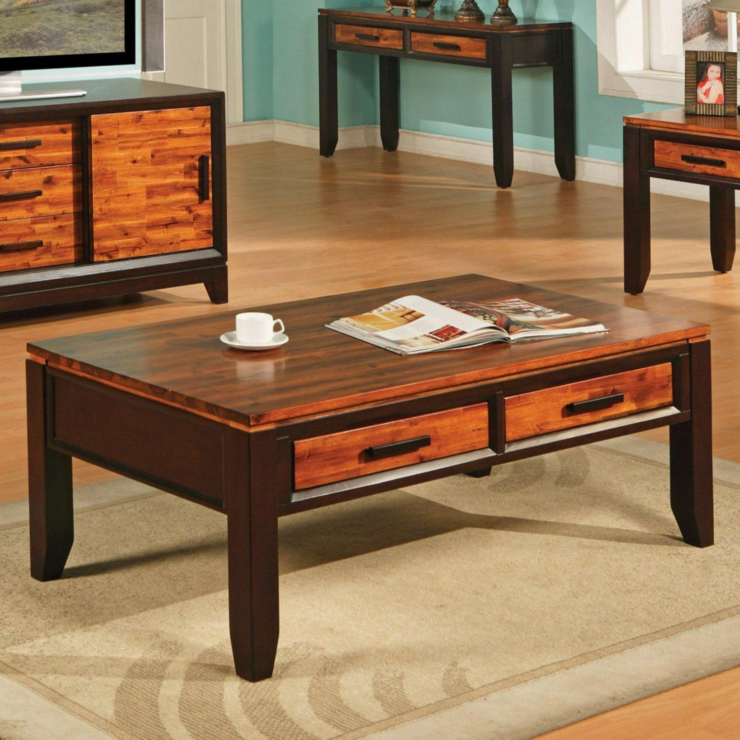 Abaco Rectangular Two Tone Cherry Wood Finish Coffee Table
