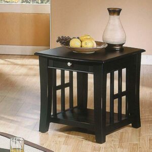 Steve Silver Cassidy Indoor Traditional with Storage and Shelf 23" Tall End Table, Black