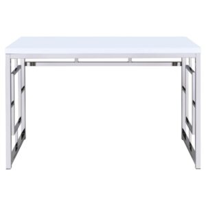 Steve Silver Alize Writing Desk in White and Chrome Metal