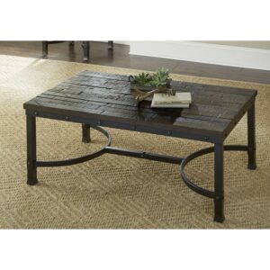Steve Silver Ambrose Wood and Metal 48" Rectangle Coffee Table, Rustic Brown